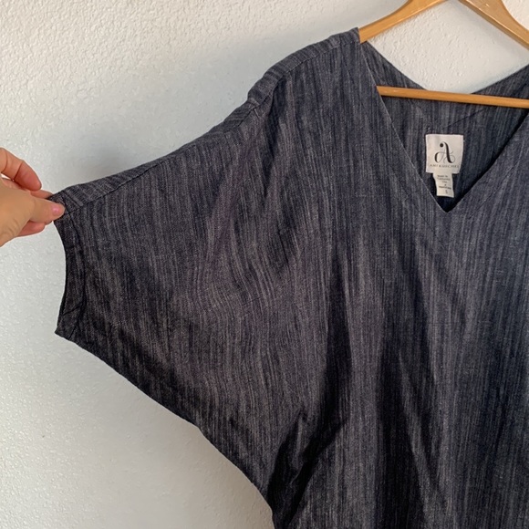 AMY KUSCHEL BLUE CHAMBRAY WEDGE DRESS- SZ Small - Picture 5 of 9